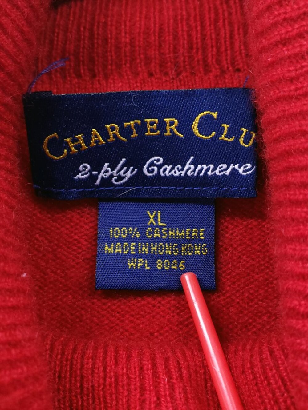 Charter Club 2 Ply 100% Cashmere Sweater Size XL Pullover Turtleneck Red Preppy - Picture 2 of 12